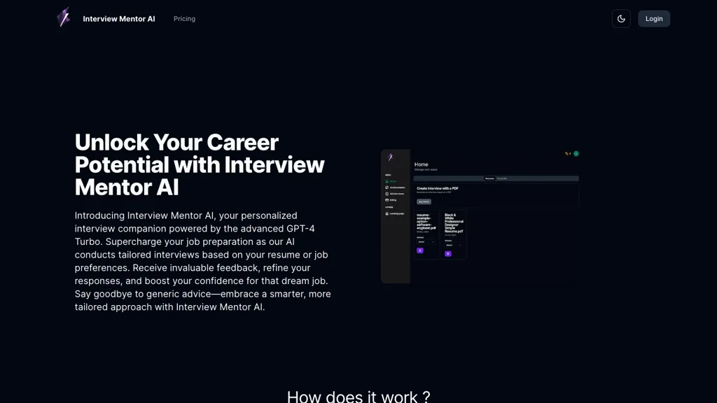 Interview mentor AI website