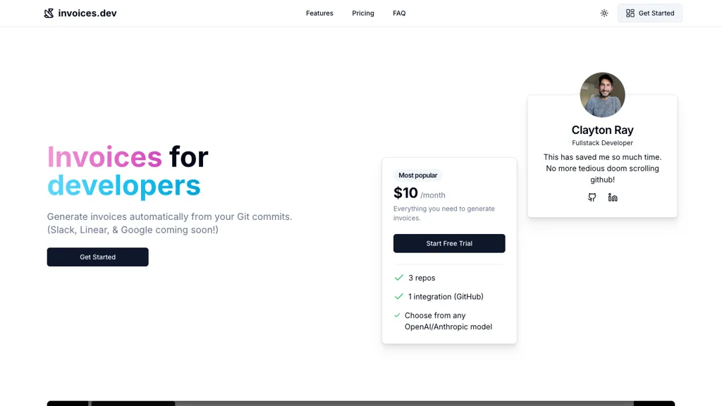 invoices.dev website