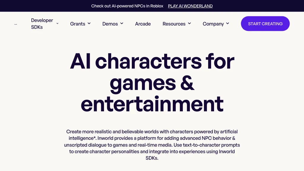 Inworld AI website