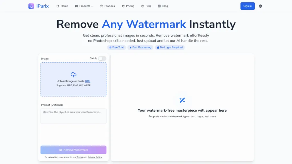 iPurix AI tool screenshot