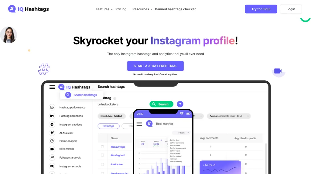 IQ Hashtags AI tool screenshot