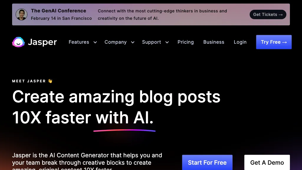Jasper AI website