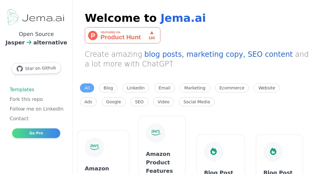 Jema AI website