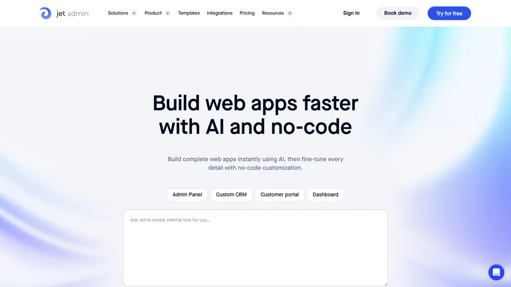 Jet Admin AI tool screenshot