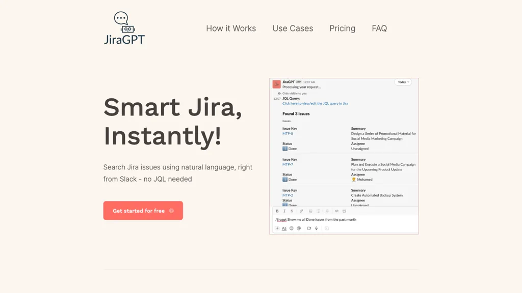 JiraGPT website