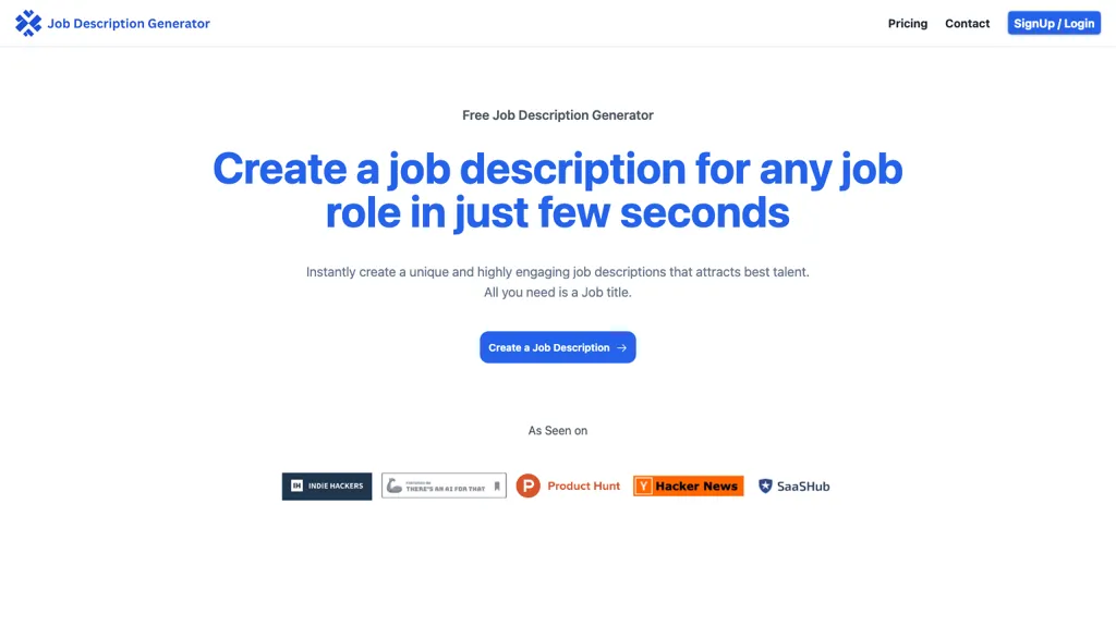 JobDescriptionGenerator website