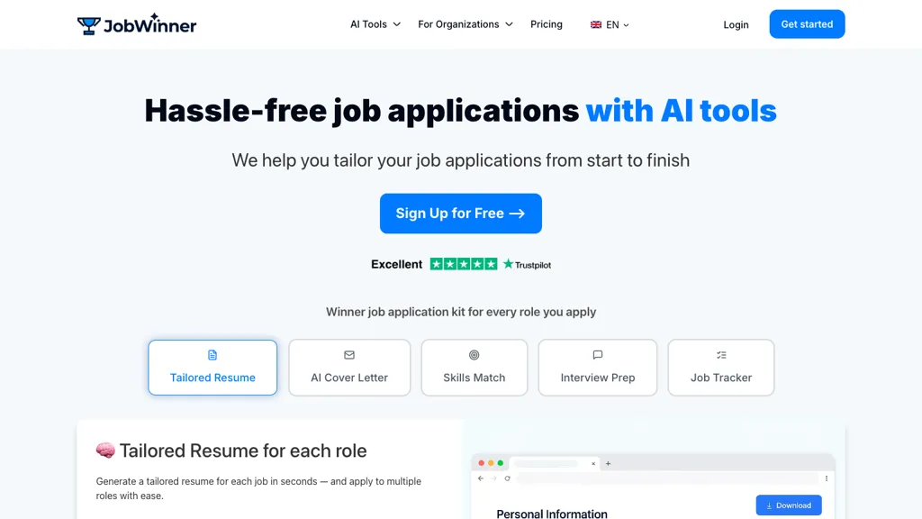 JobWinner AI AI tool screenshot