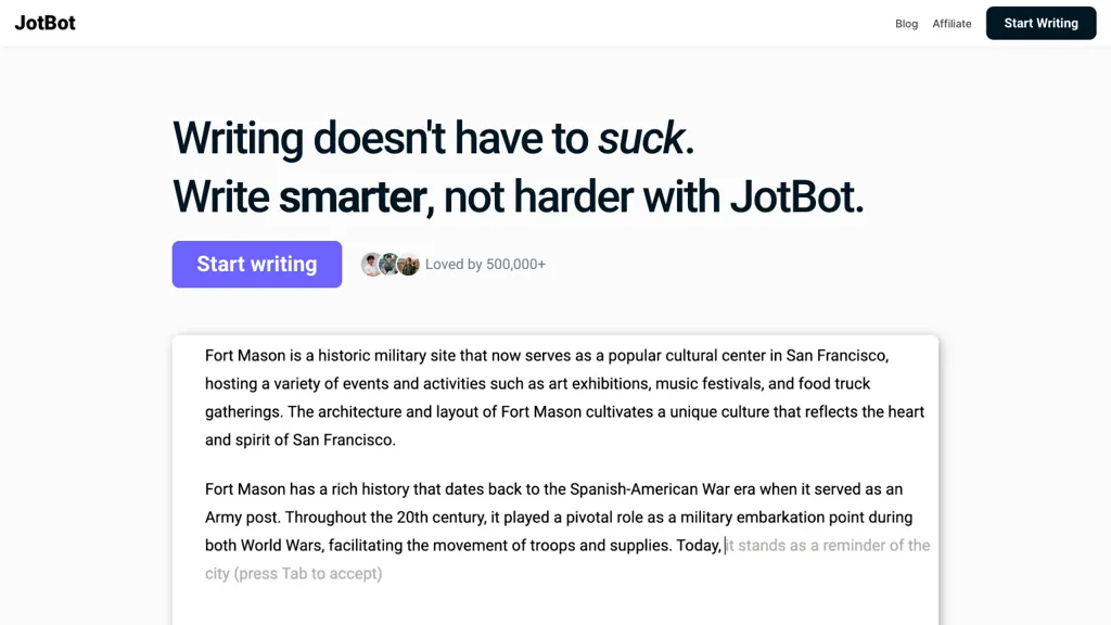 JotBot AI website