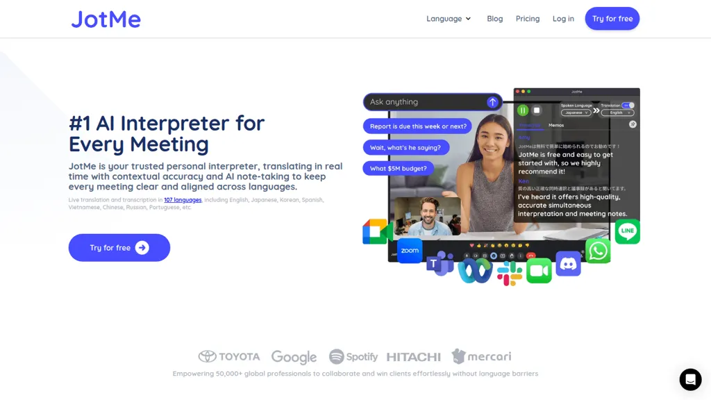 JotMe AI tool screenshot