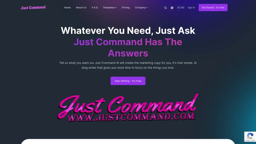 Just Command AI website