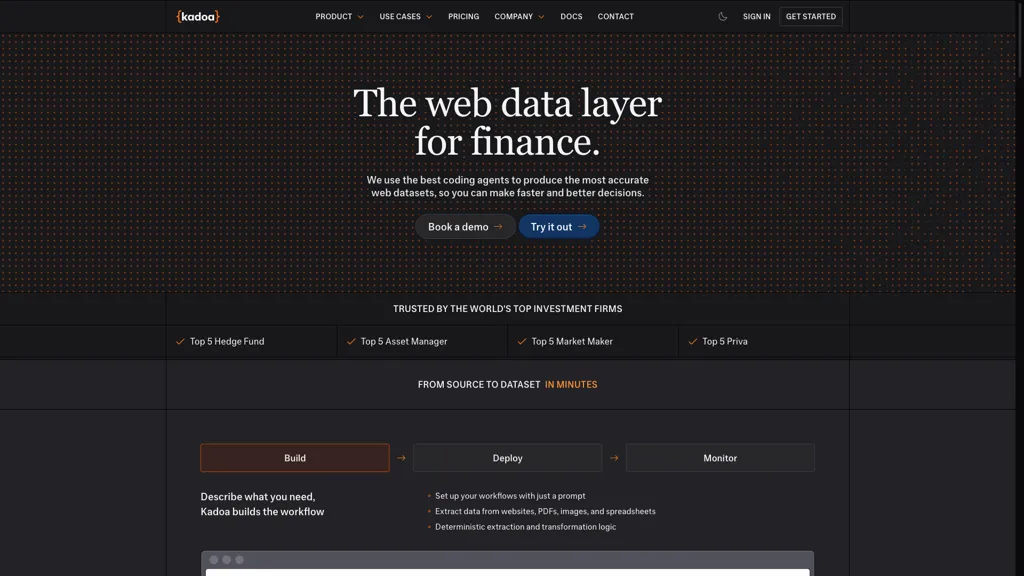 Kadoa AI tool screenshot