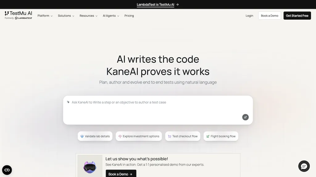 KaneAI By TestMu AI AI tool screenshot