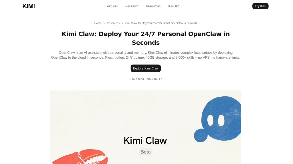 Kimi Claw AI tool screenshot