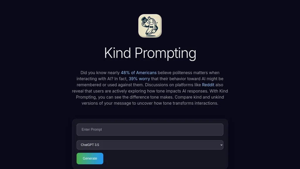 Kind Prompting AI tool screenshot