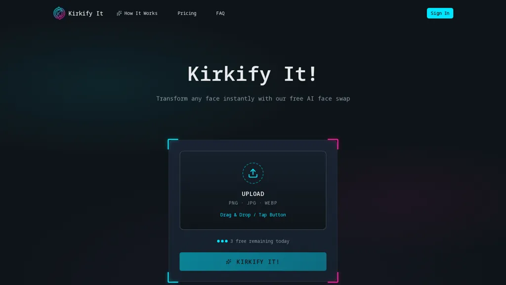 Kirkify It AI tool screenshot