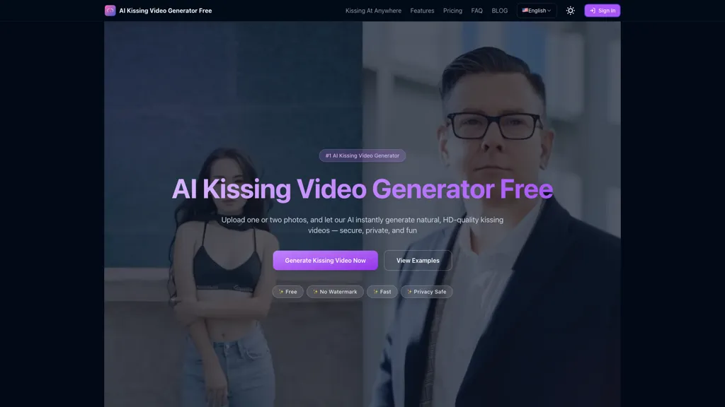 Kissing Video Generator AI tool screenshot