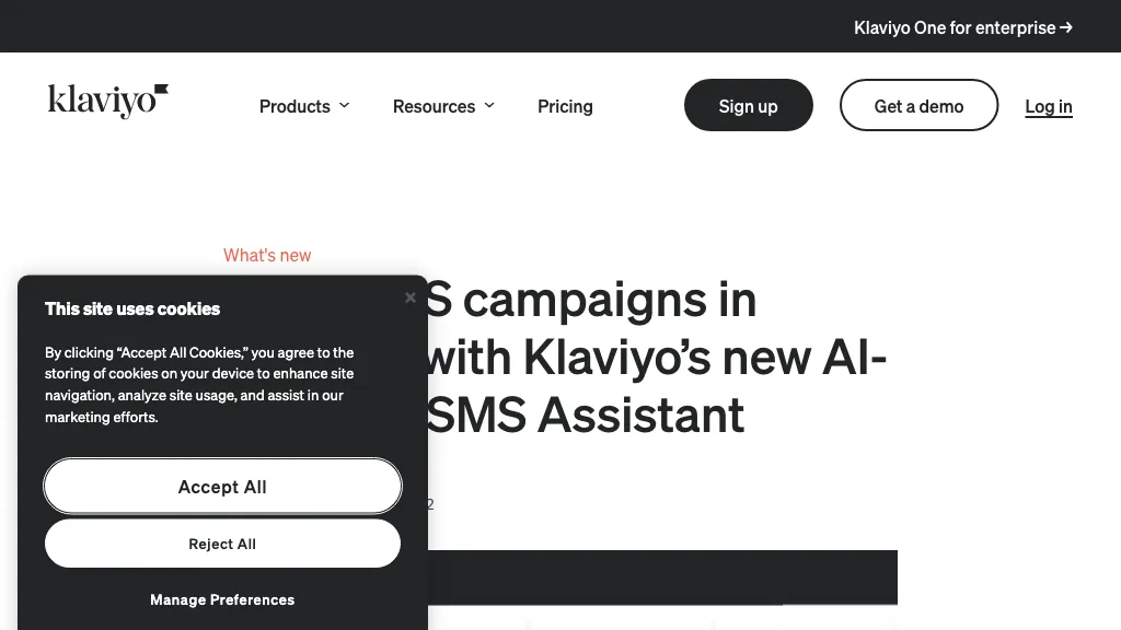 Klaviyo SMS Assistant website