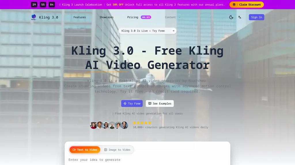 kling-3.org AI tool screenshot