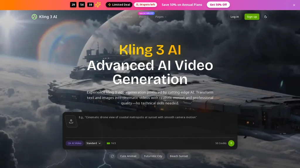 Kling3.net AI tool screenshot