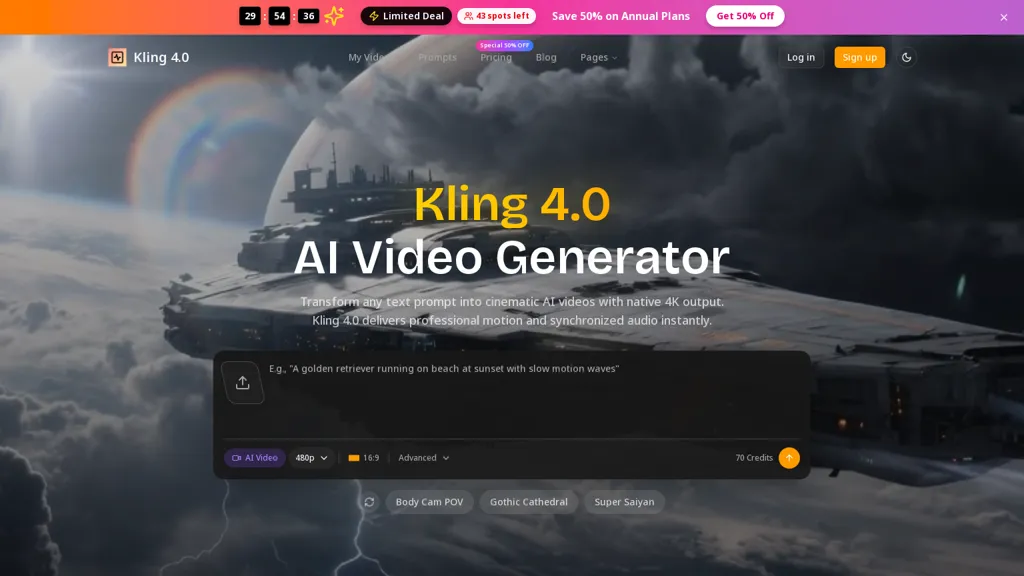 Kling4.org AI tool screenshot