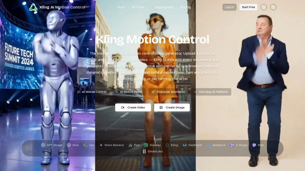 Klingaimotioncontrol.com AI tool screenshot