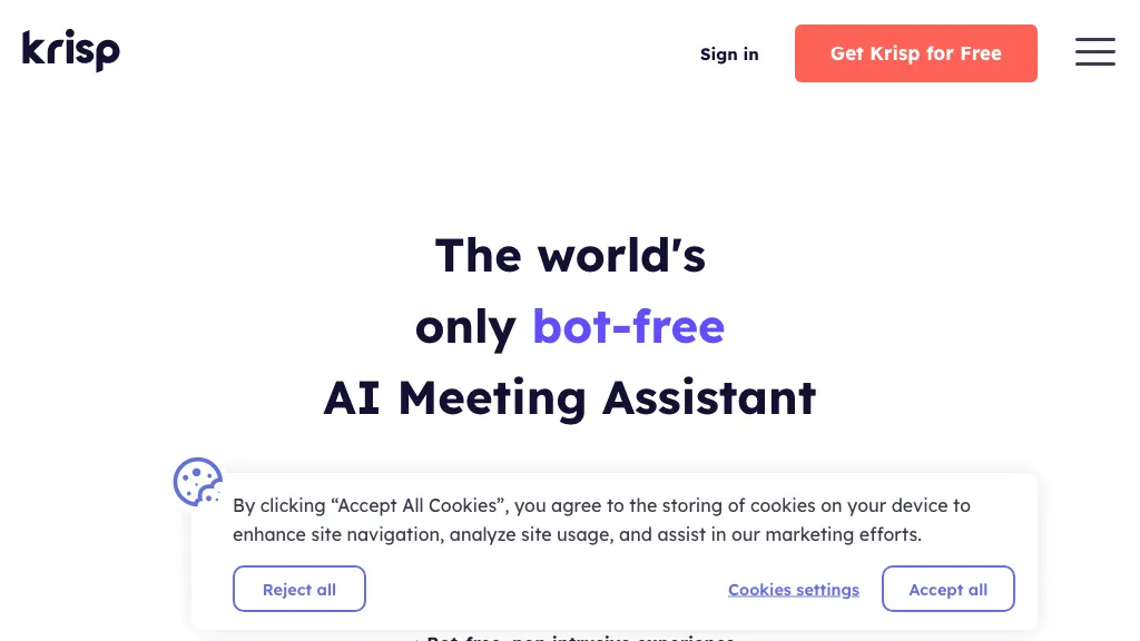 Krisp AI Meeting Assistant website