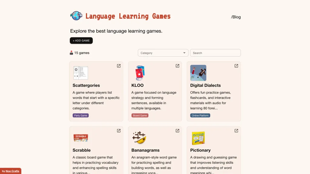 Language Learning Games website