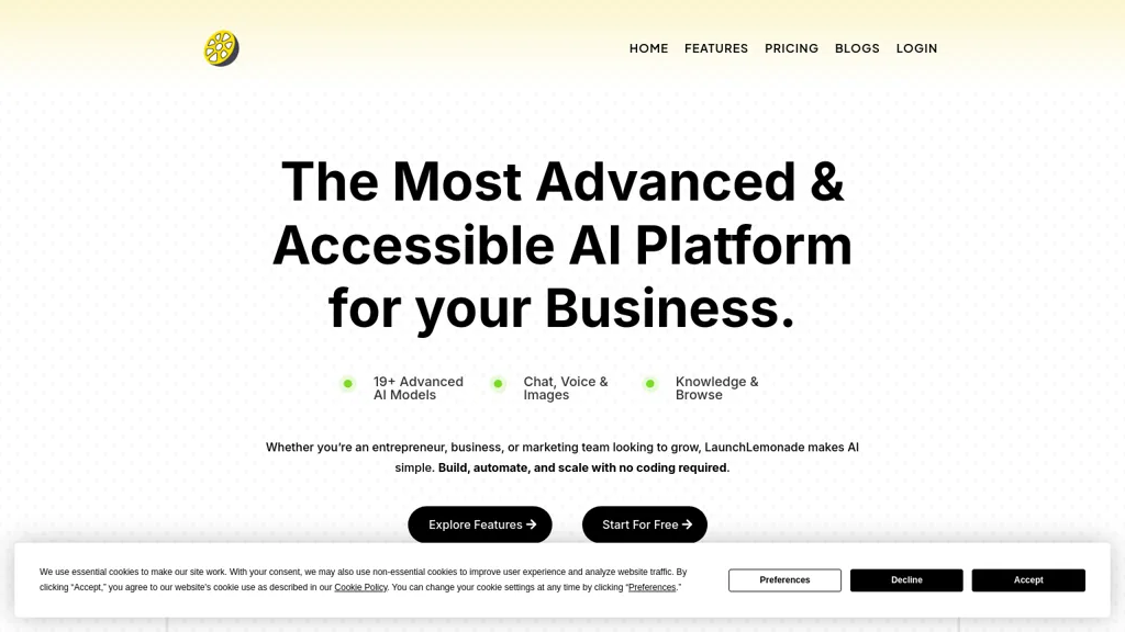 LaunchLemonade AI tool screenshot