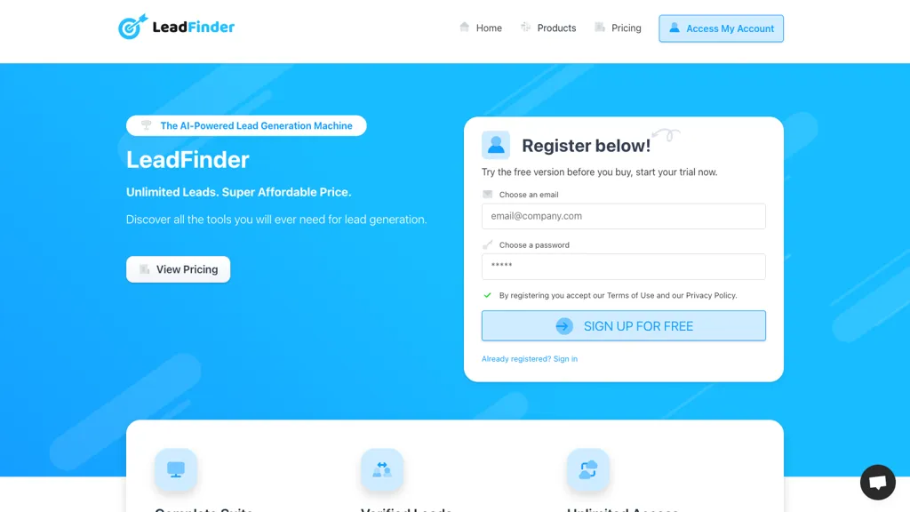 LeadFinder website
