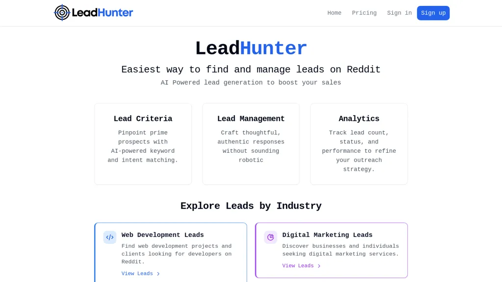 LeadHunter website