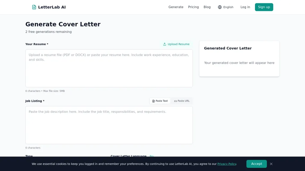 LetterLab AI AI tool screenshot