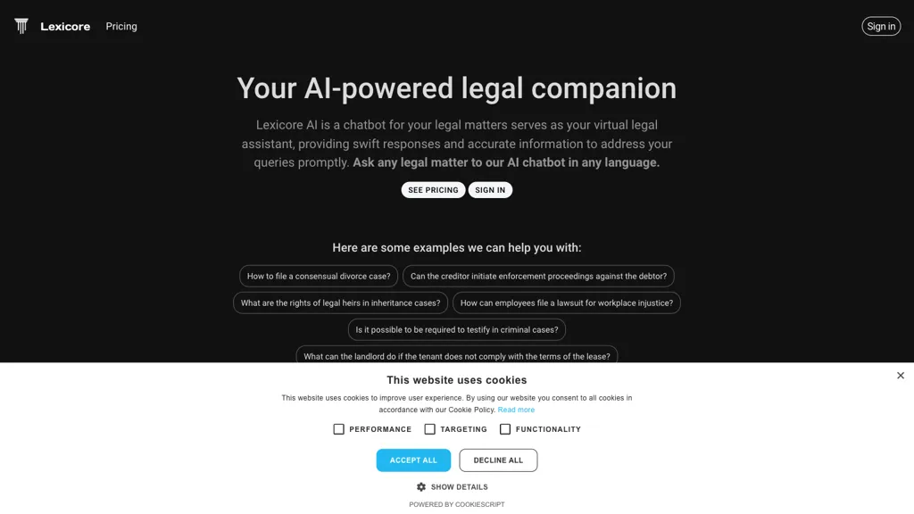 Lexicore.ai website
