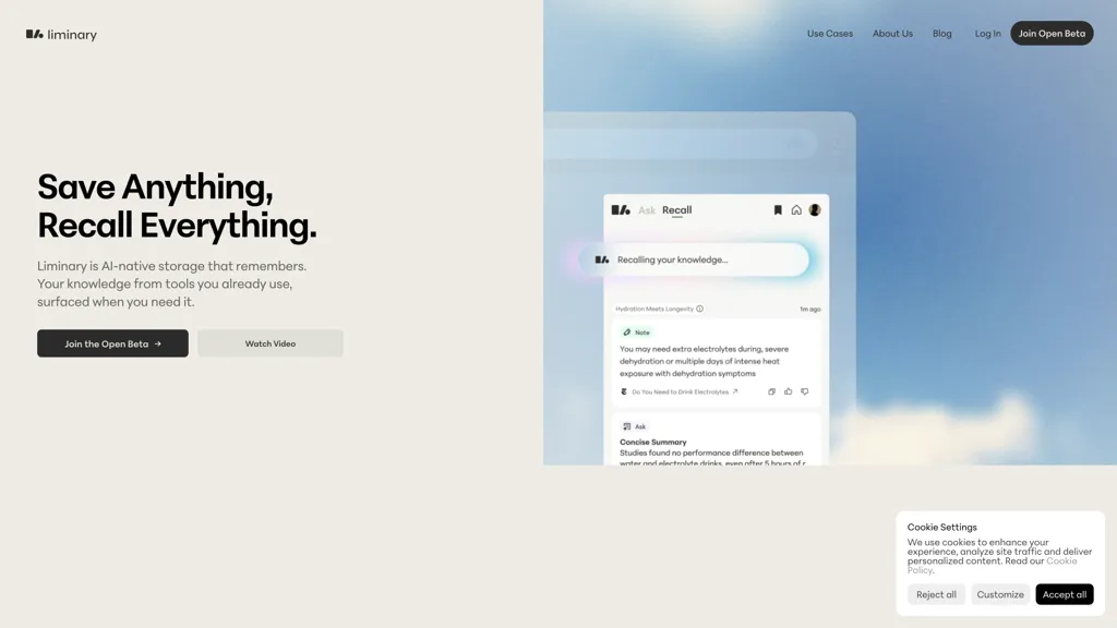 Liminary AI tool screenshot