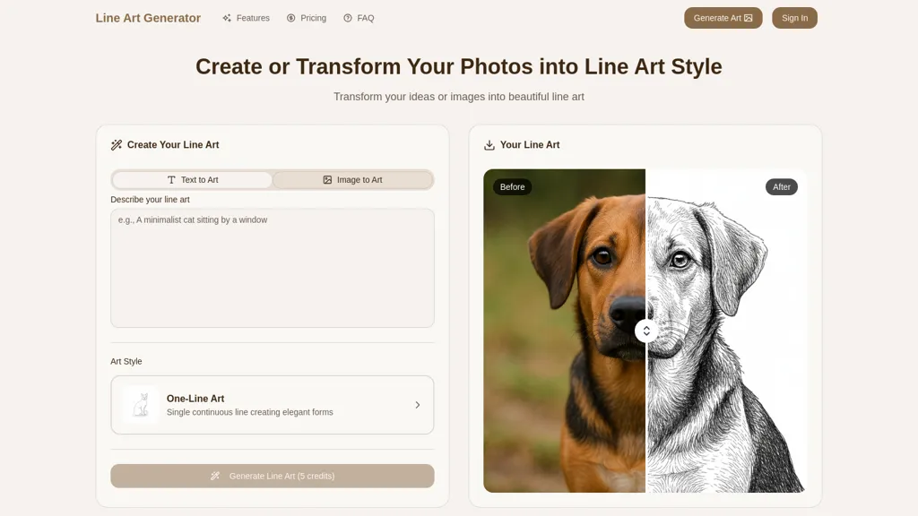 Line Art Generator AI tool screenshot