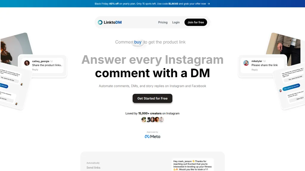 LinktoDM AI tool screenshot