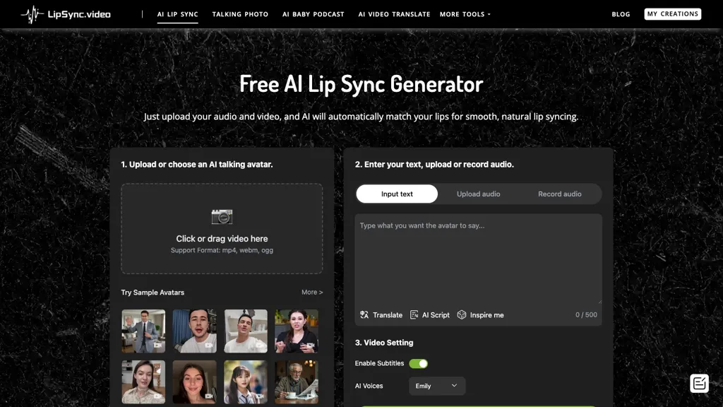 LipSync.video AI tool screenshot