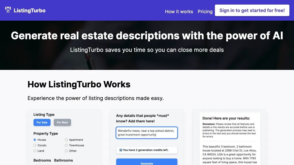 ListingTurbo website