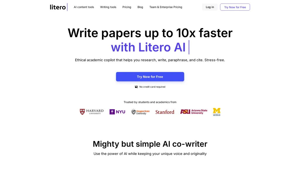 Litero AI AI tool screenshot