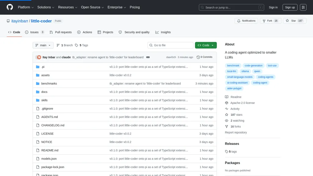 Little-Coder AI tool screenshot