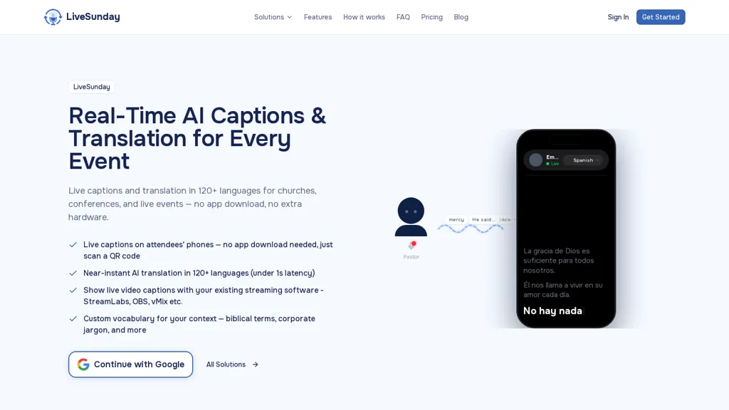 LiveSunday AI tool screenshot