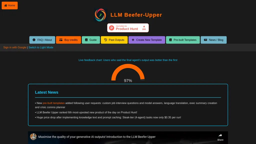 LLM Beefer Upper website