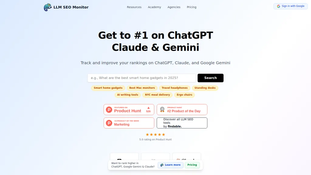 LLM SEO Monitor AI tool screenshot