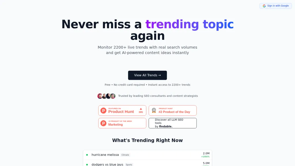LLM SEO Trends AI tool screenshot