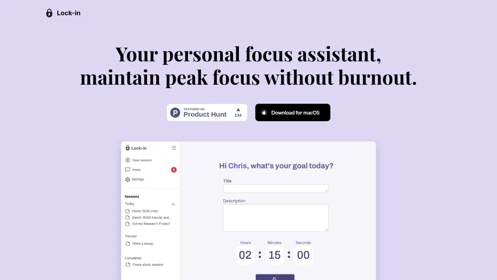 Lock-in AI tool screenshot
