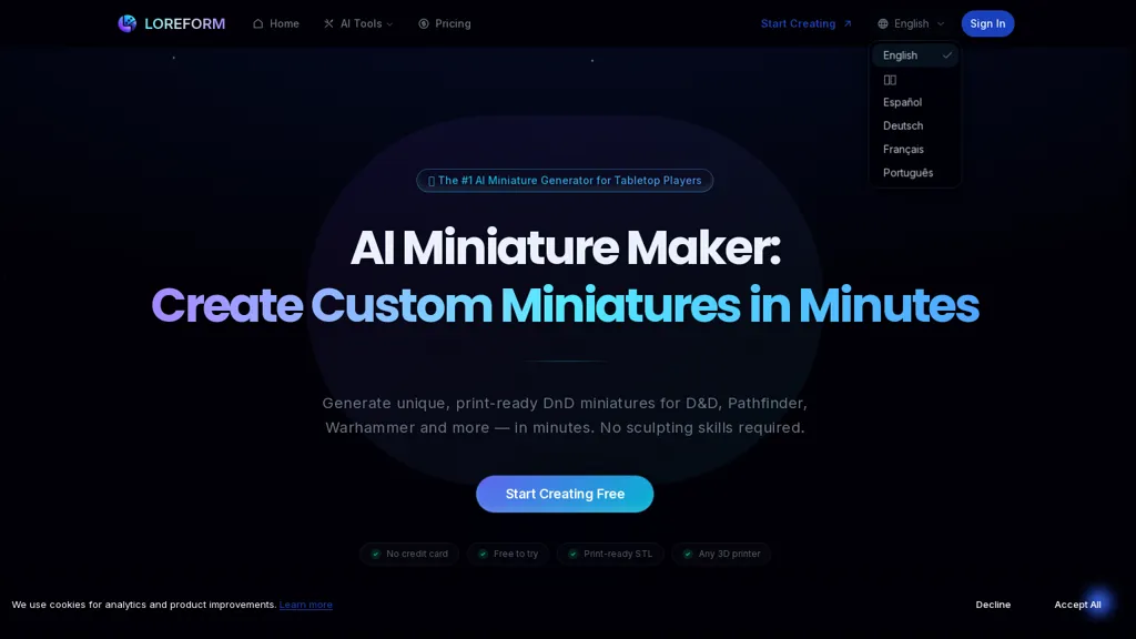 Loreform AI AI tool screenshot