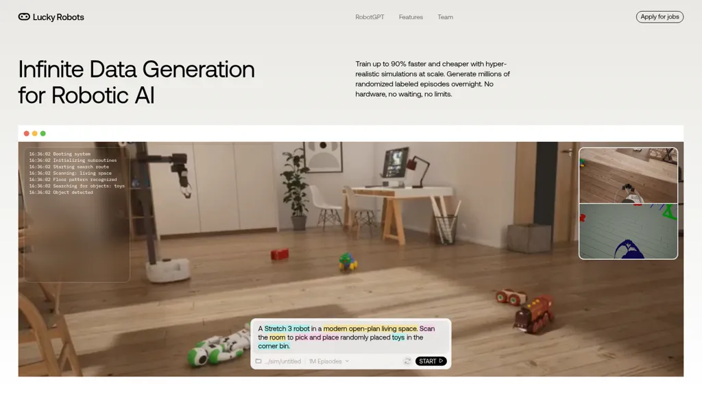 LuckyRobots AI tool screenshot
