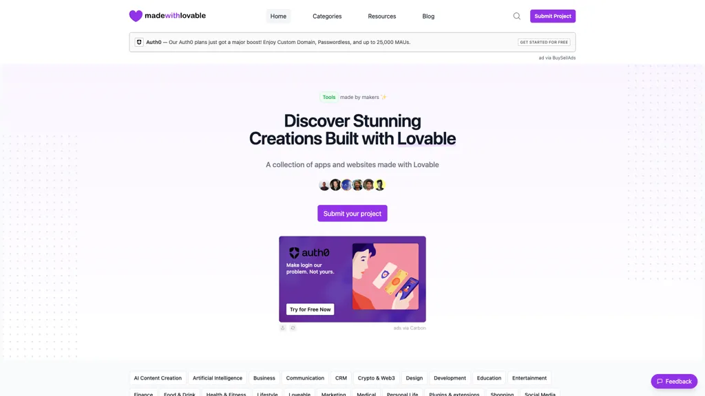 Made wtih Lovable AI tool screenshot