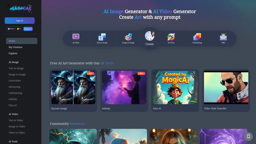 MagicAI website