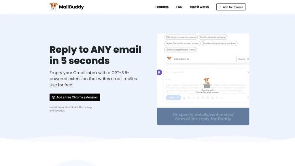 MailBuddy website