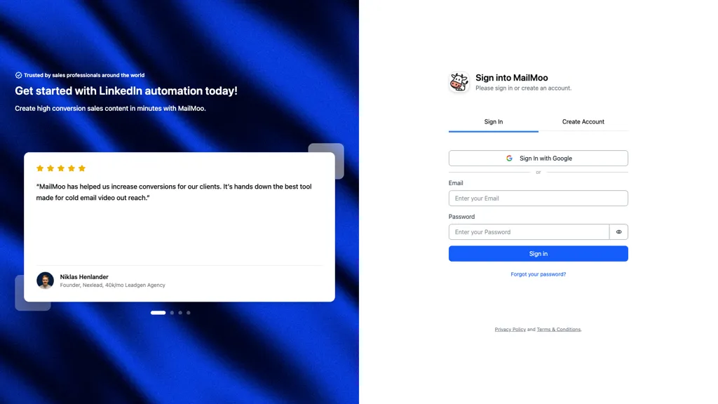 MailMoo AI tool screenshot
